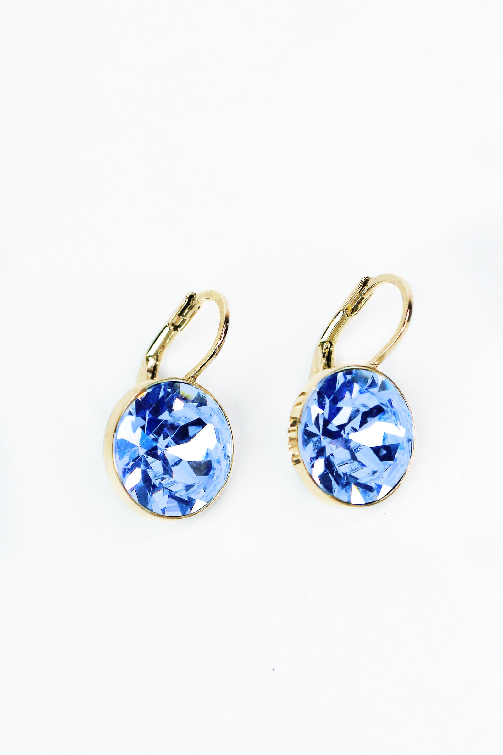 Large Stone Lever Back Gold Earring