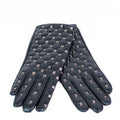Pewter Studded Vegan Leather Gloves