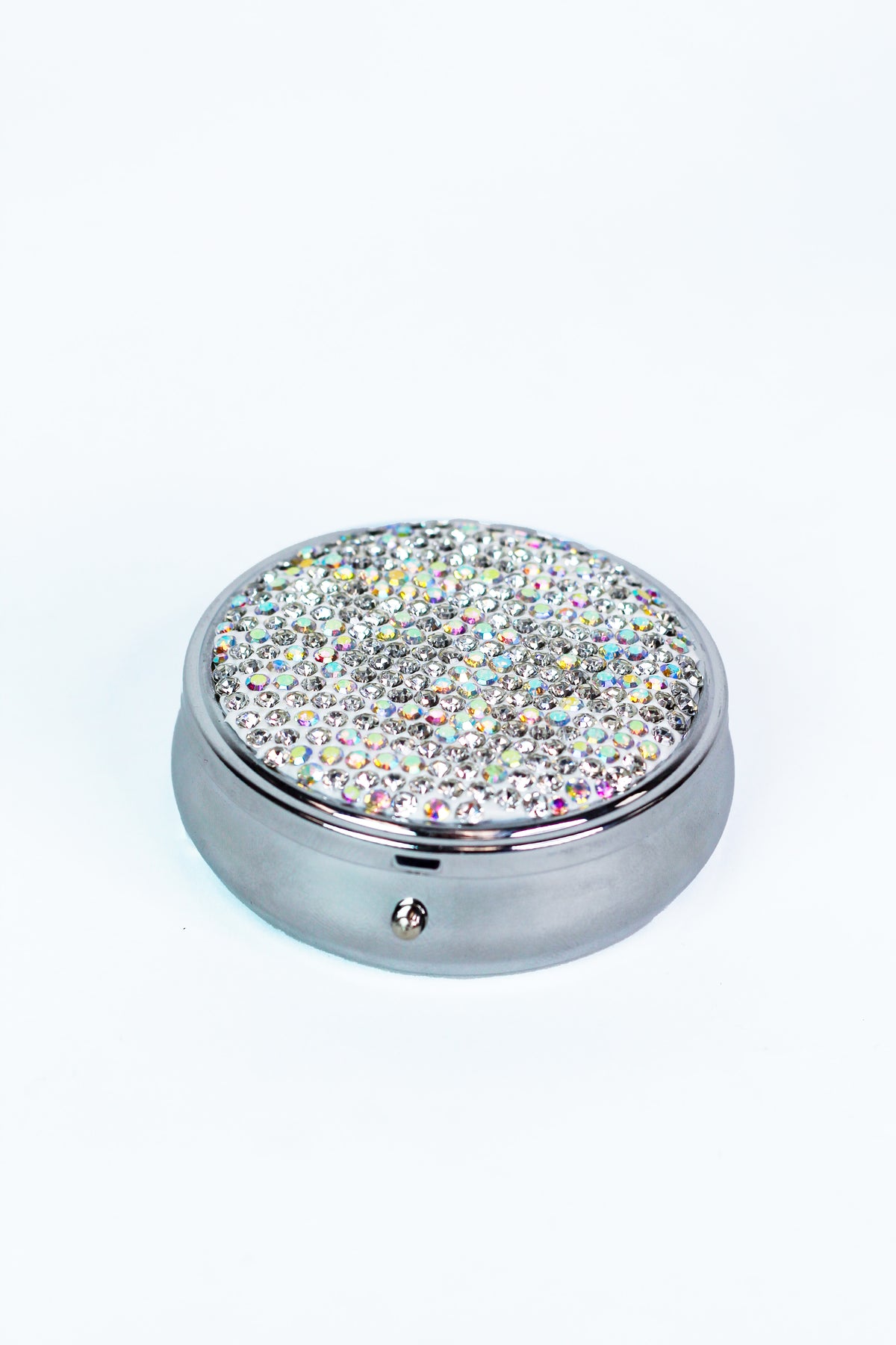 Medium Sized Round Rhinestone Pill Box