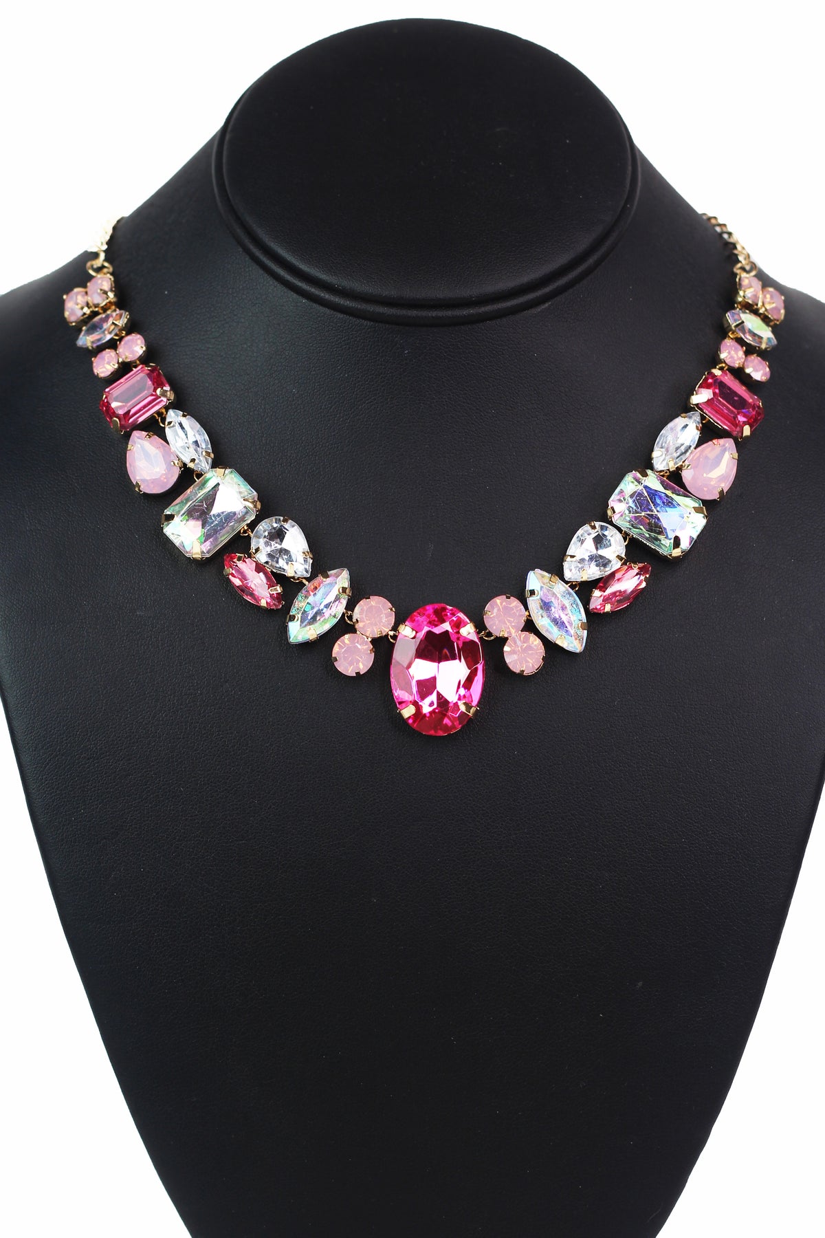 Chunky Rhinestone Shapes Statement Necklace