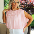Gathered Neck Bubble Top w/ Open Sleeve