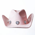 Large Rhinestone Pave Heart Faux Suede Cowboy Hat
