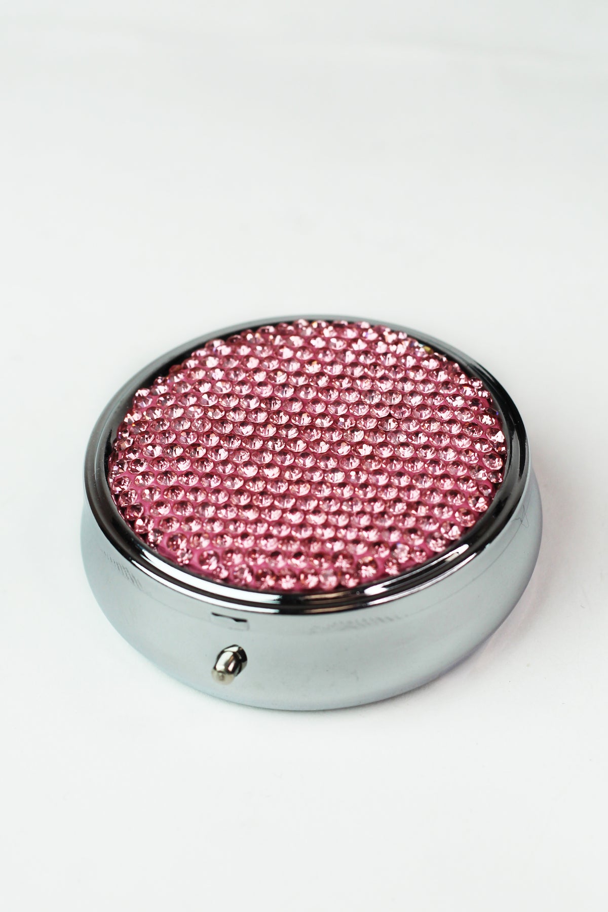 Medium Sized Round Rhinestone Pill Box