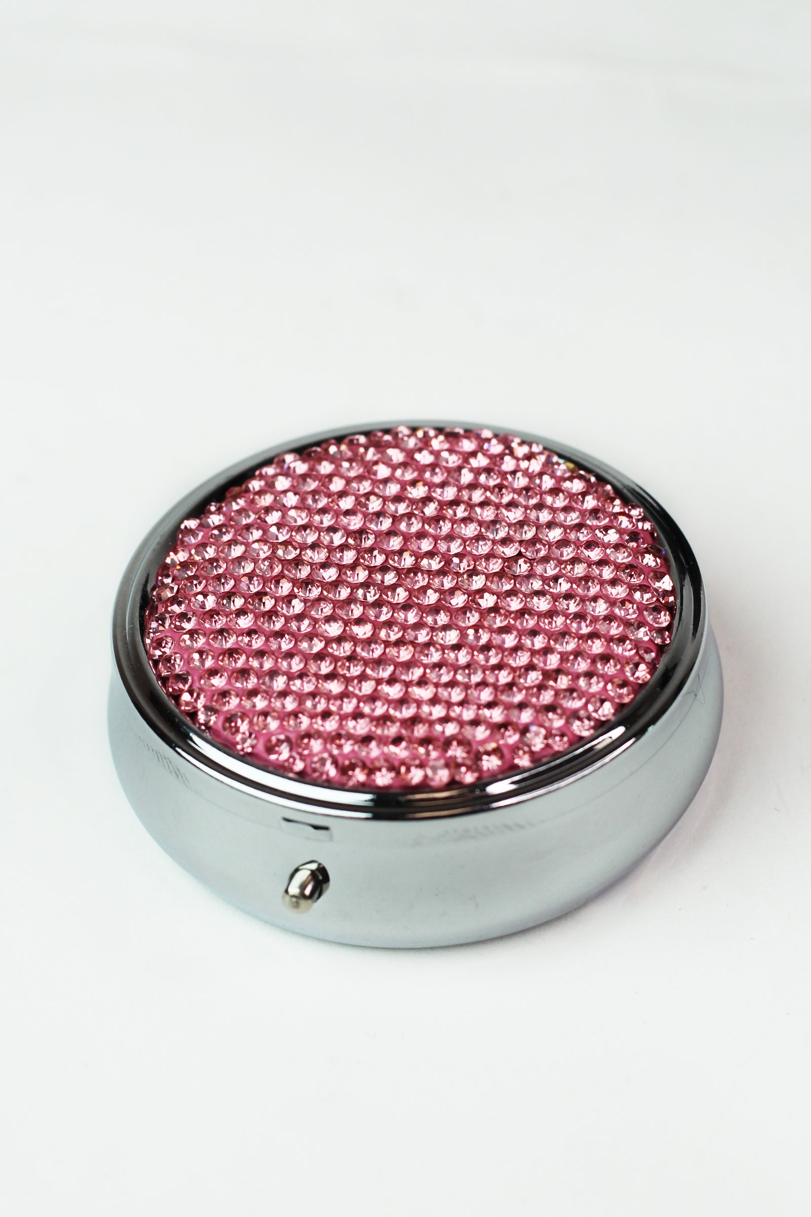 Medium Sized Round Rhinestone Pill Box