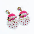Santa Face w/ Sunglasses & Rhinestones Earrings