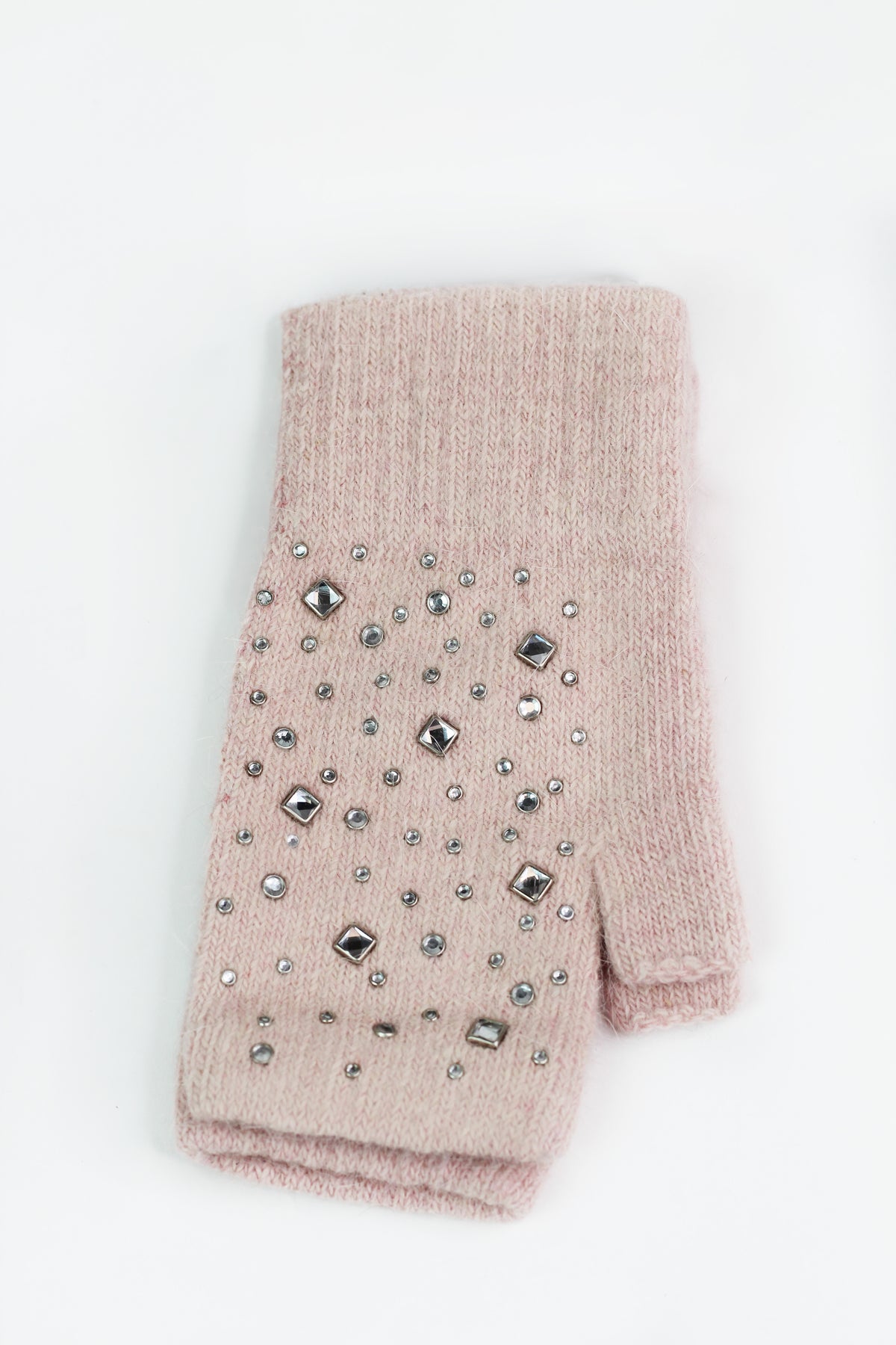 Fingerless Gloves w/ Scattered Square & Round Rhinestuds