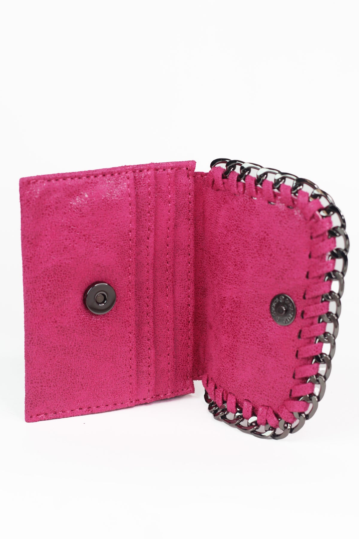 Shimmery Card Holder Wallet w/ Chain Trim