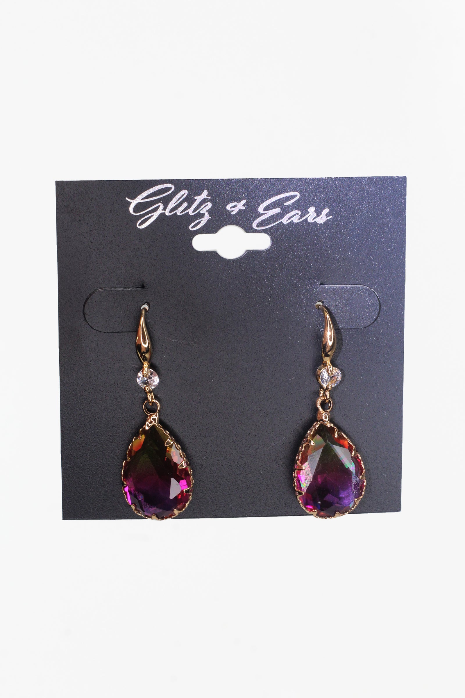 Rhinestone & Two Tone Teardrop Earrings