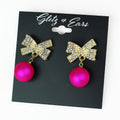 Rhinestone Bow & Ornament Earrings