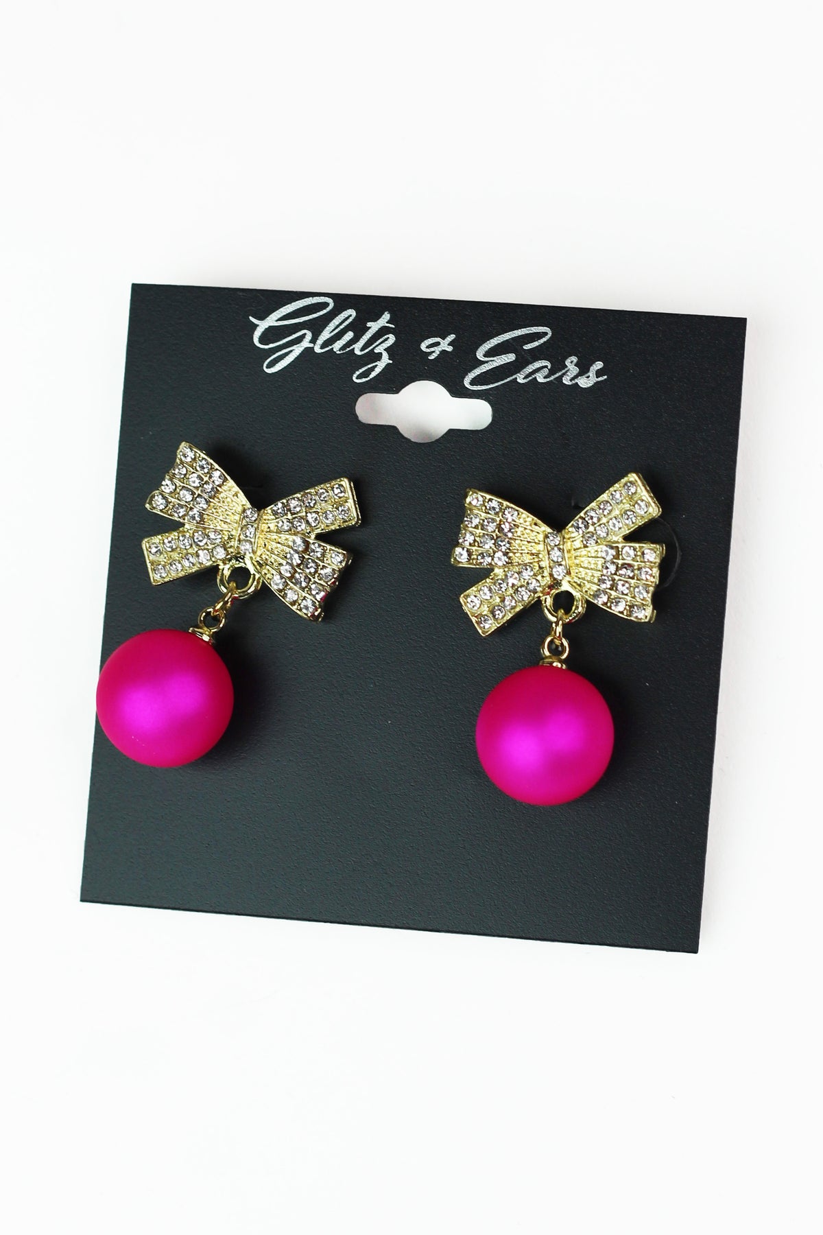 Rhinestone Bow & Ornament Earrings