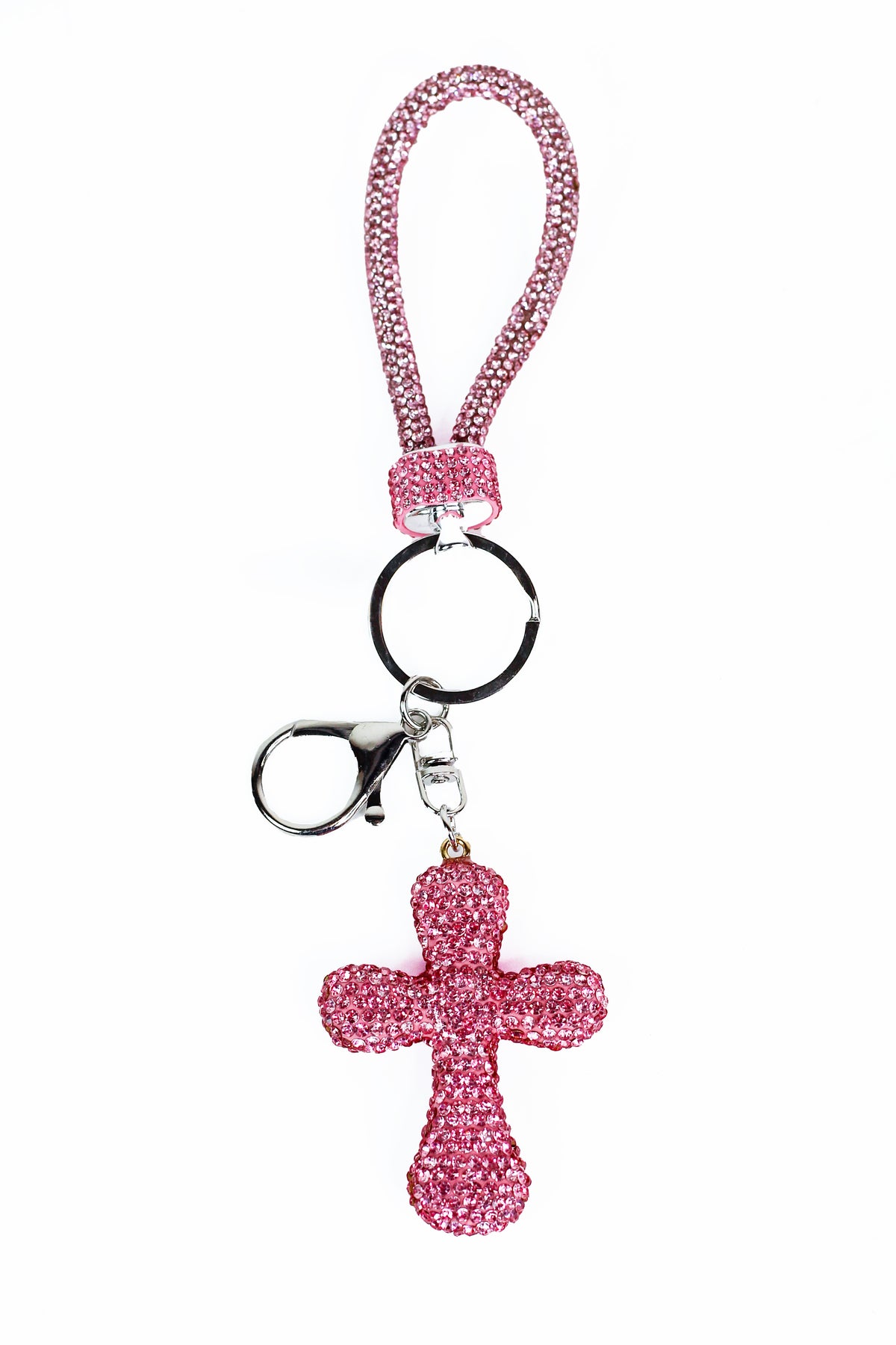 Rhinestone Cross Keychain