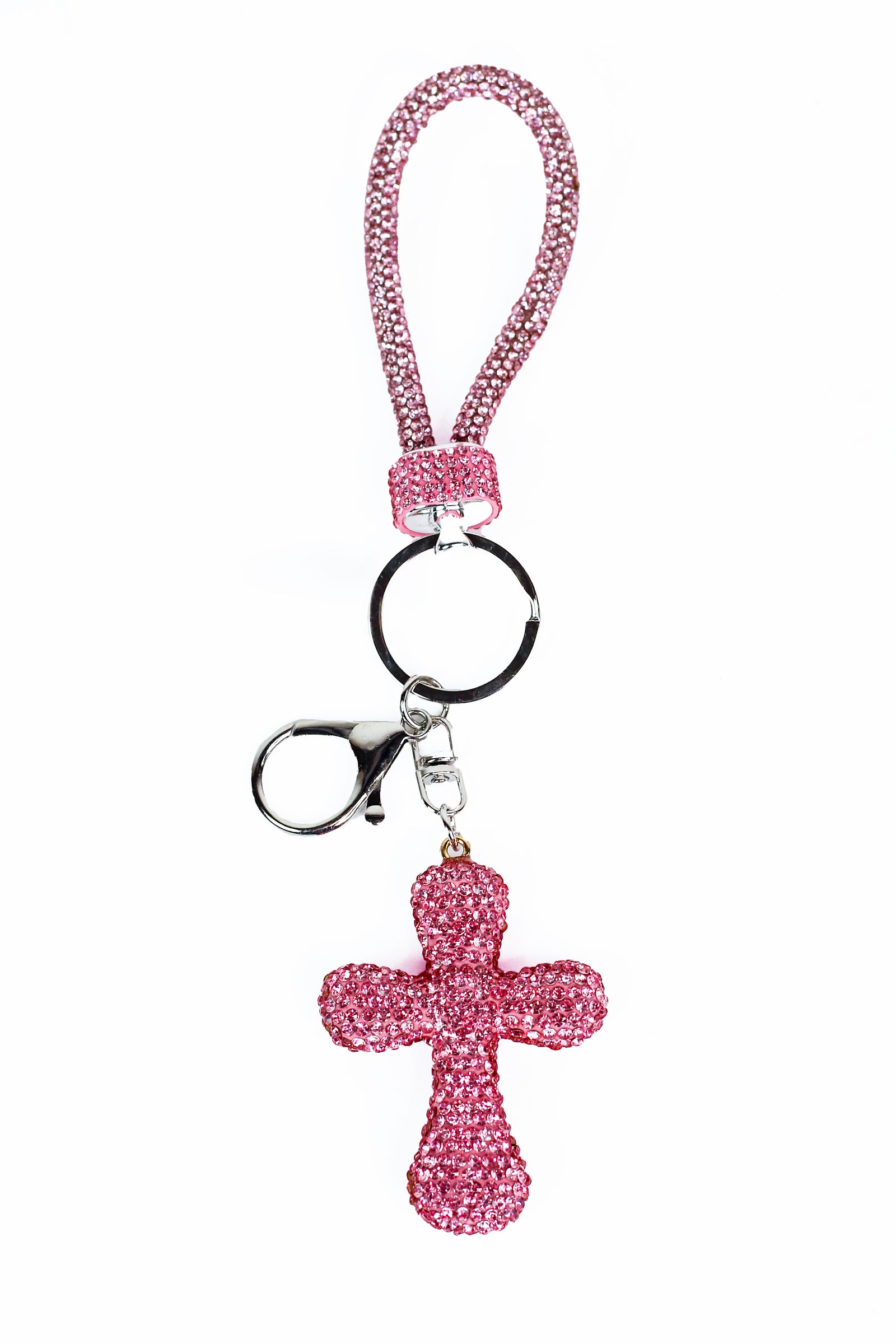 Rhinestone Cross Keychain