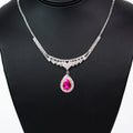 Rhinestone Point Teardrop Dangle Necklace