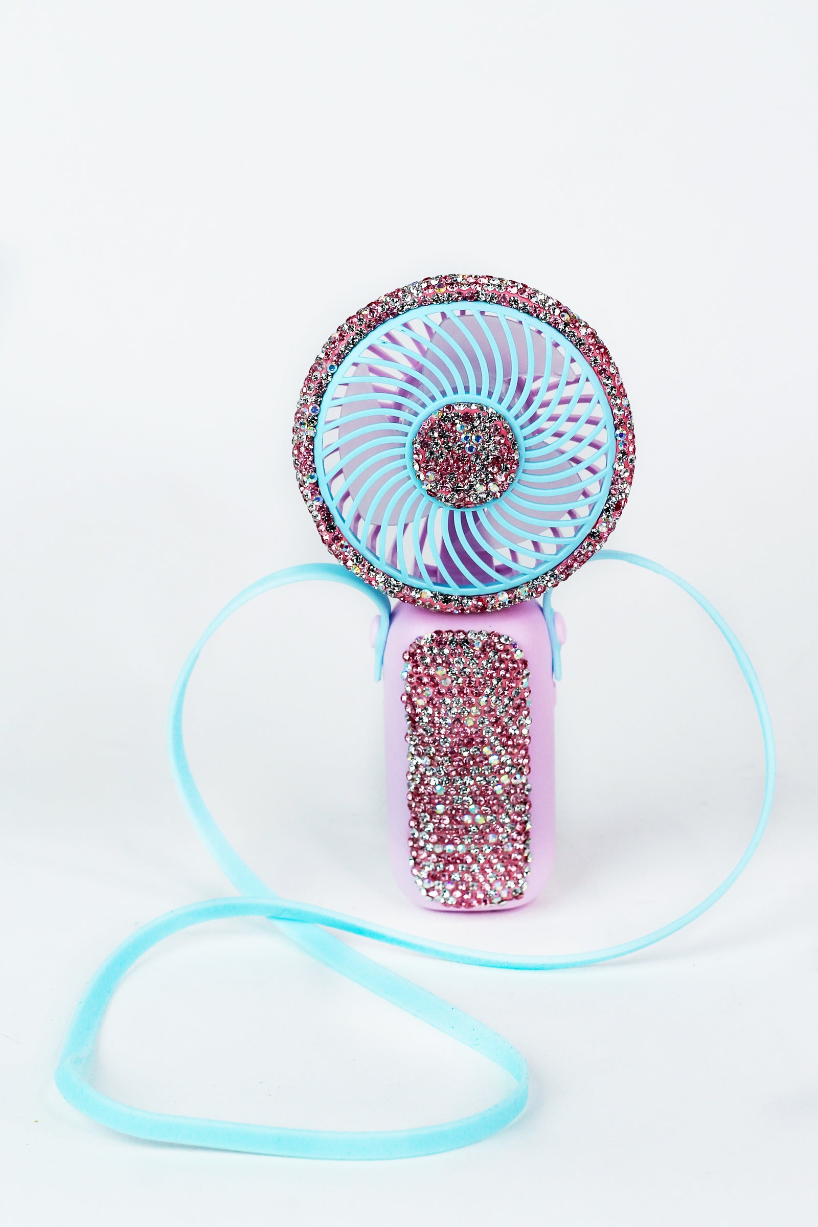 Rhinestone Trimmed Fan w/ Detachable Strap