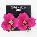 Large Flower Metal Leaf Center Stud Earring