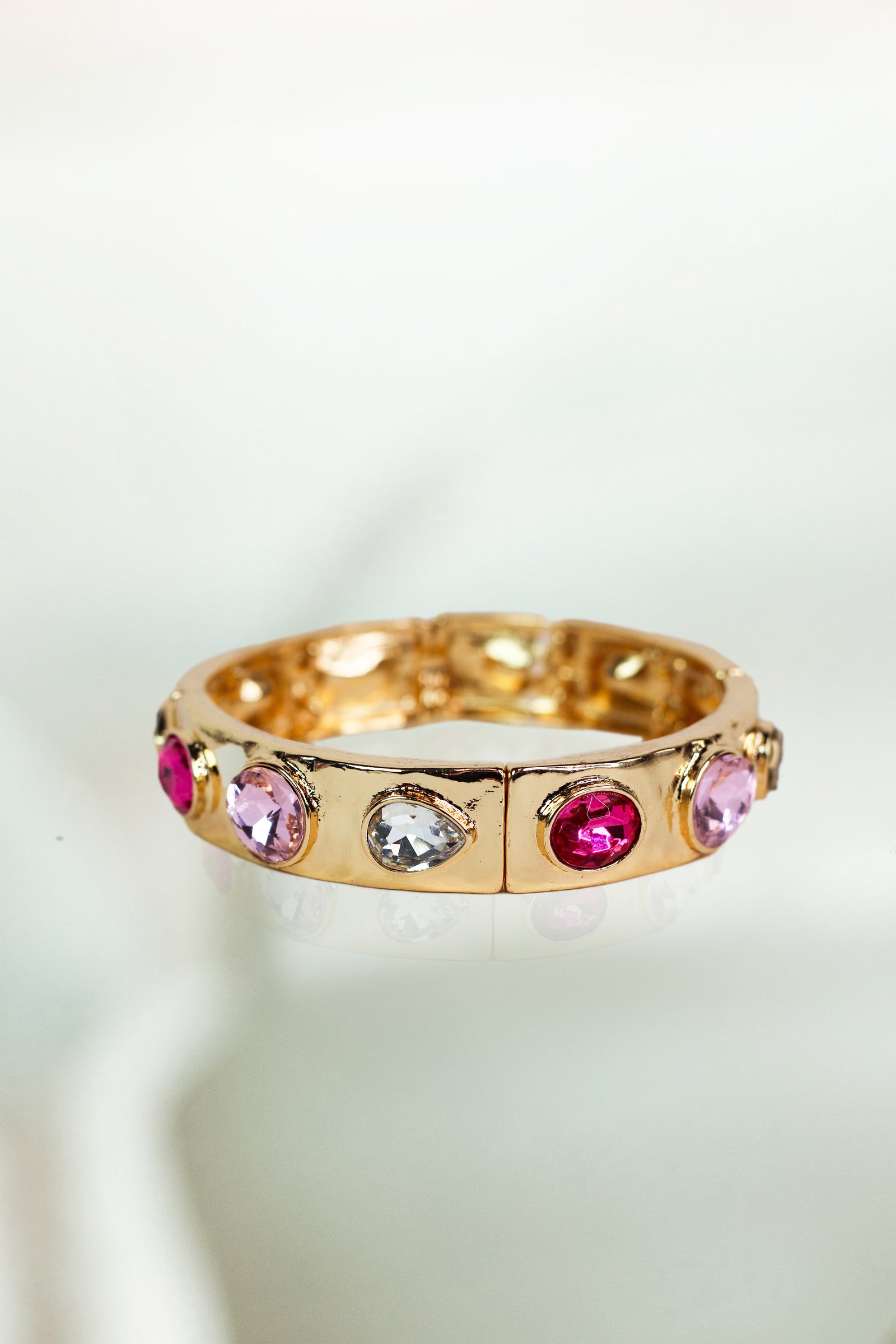 Metal & Gemstone Shapes Stretch Bracelet