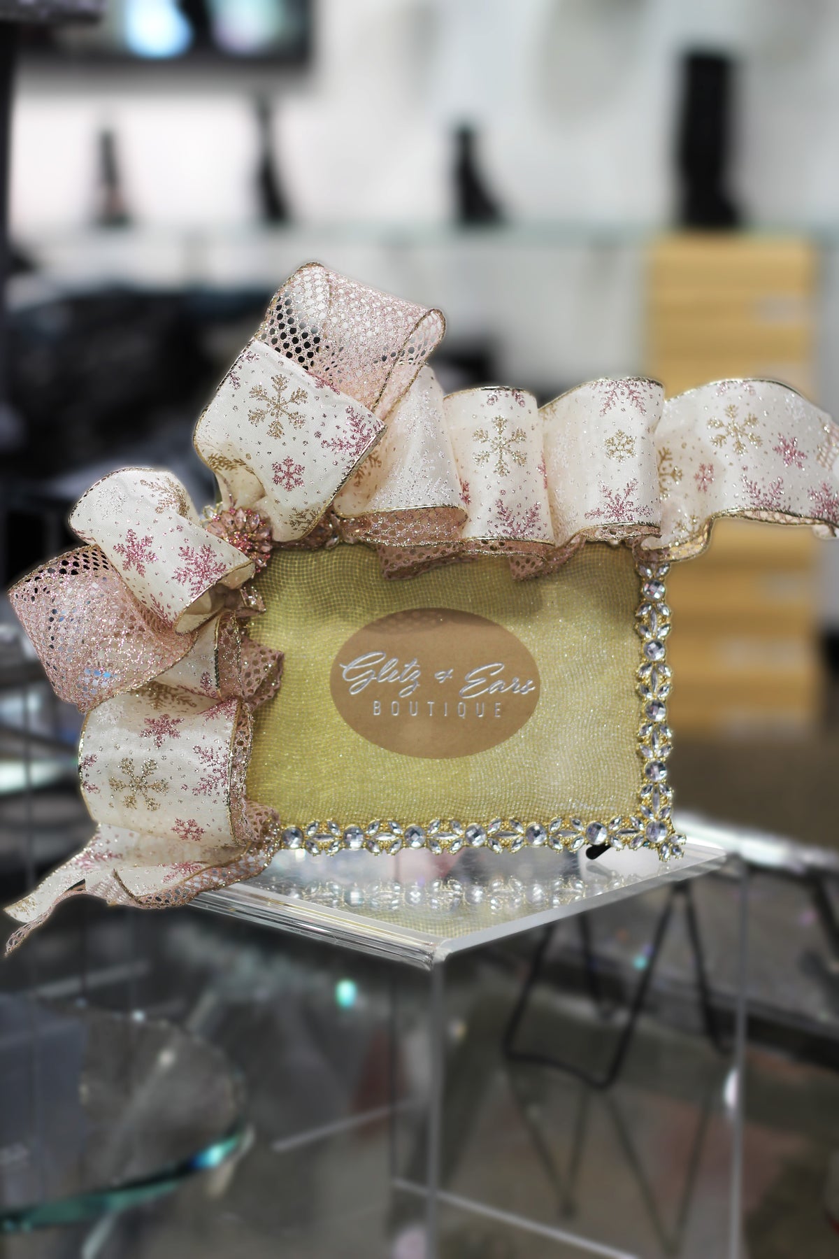 Rhinestone Picture Frame w/ Ribbon Accent