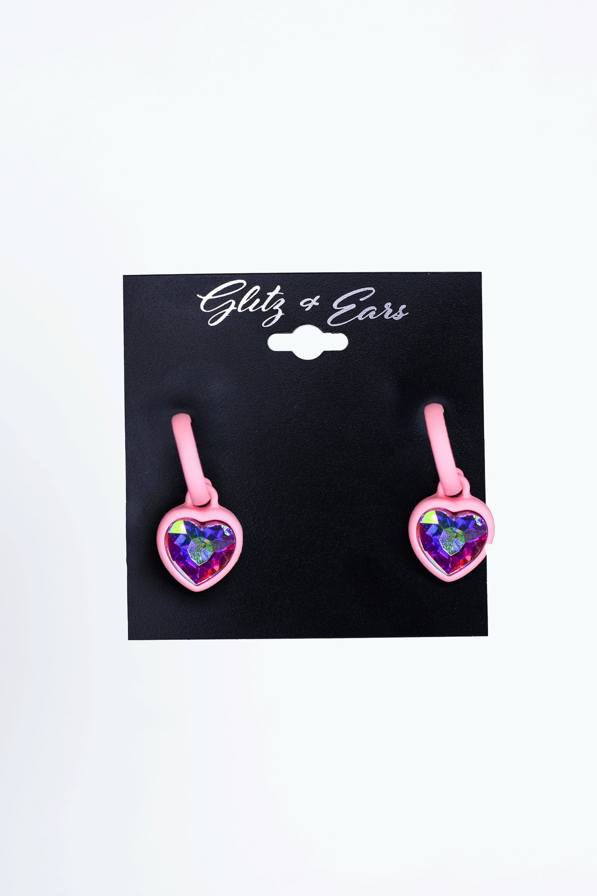 Open Hoop w/ Dangling Stone Heart Earrings