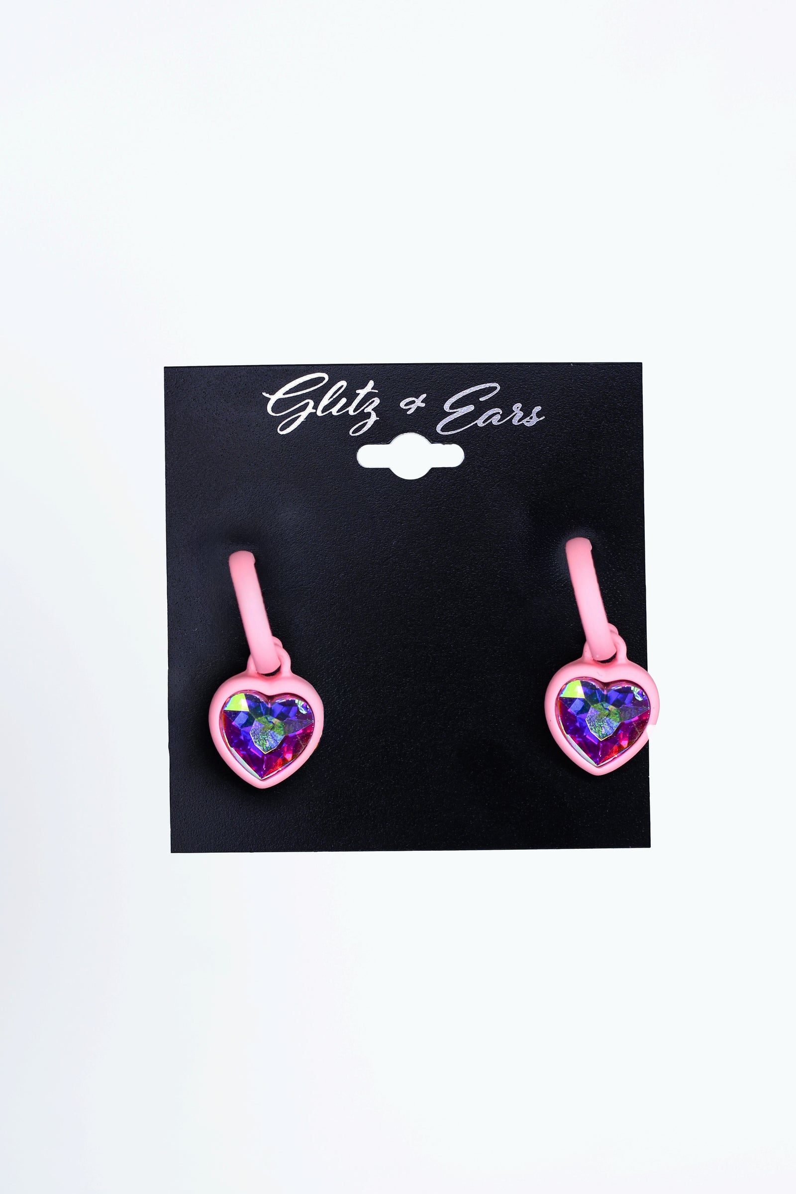 Open Hoop w/ Dangling Stone Heart Earrings