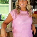 Open Knit Sleeveless Sweater Top