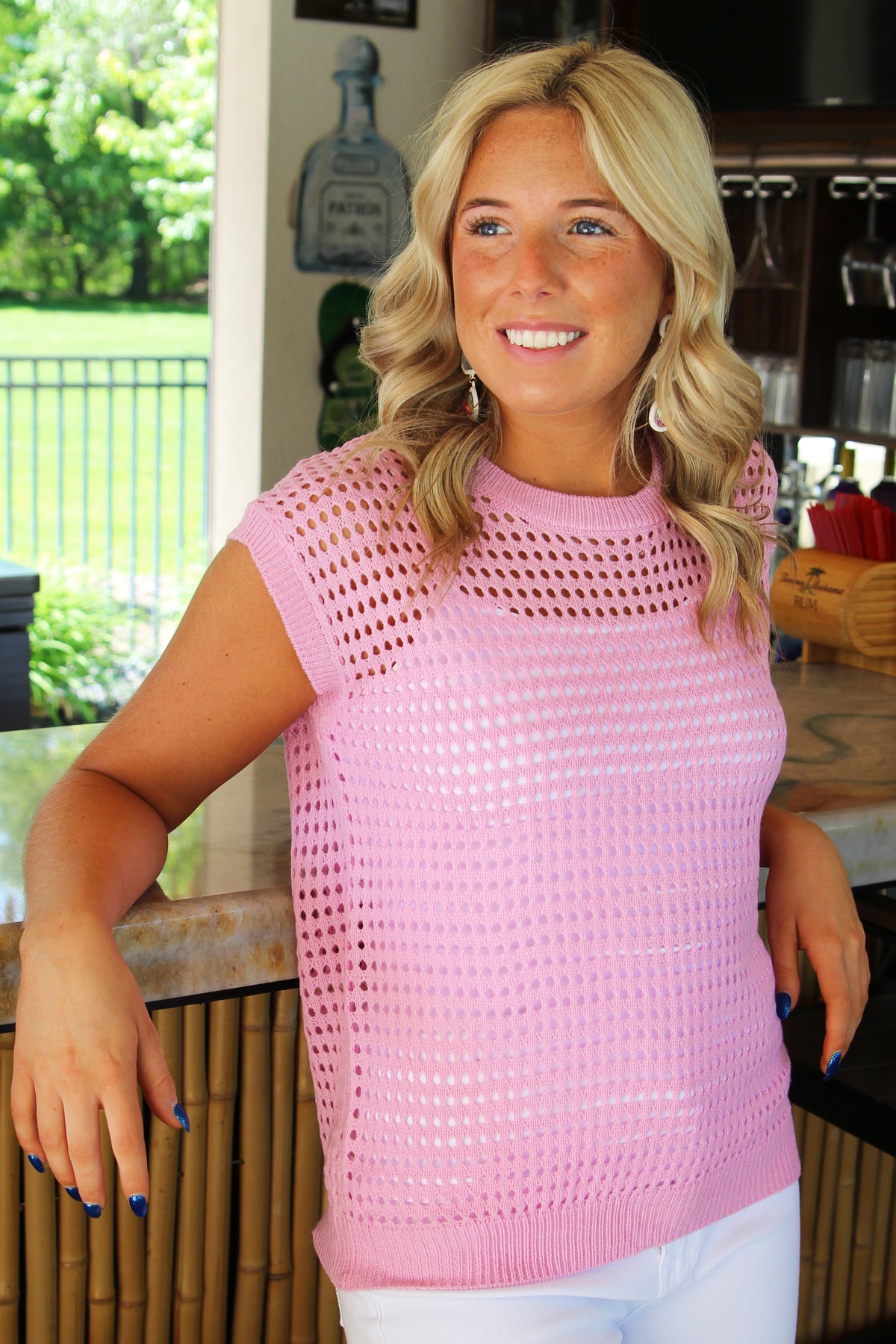 Open Knit Sleeveless Sweater Top (SALE)