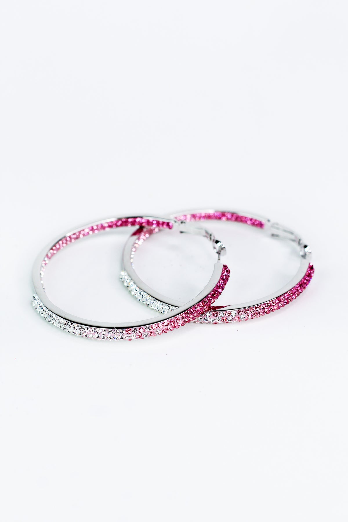 Large Ombre Rhinestone In &amp; Out Lever Back Hoop Earrings