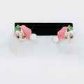 Winking Santa Earrings w/ Rhinestone Accent