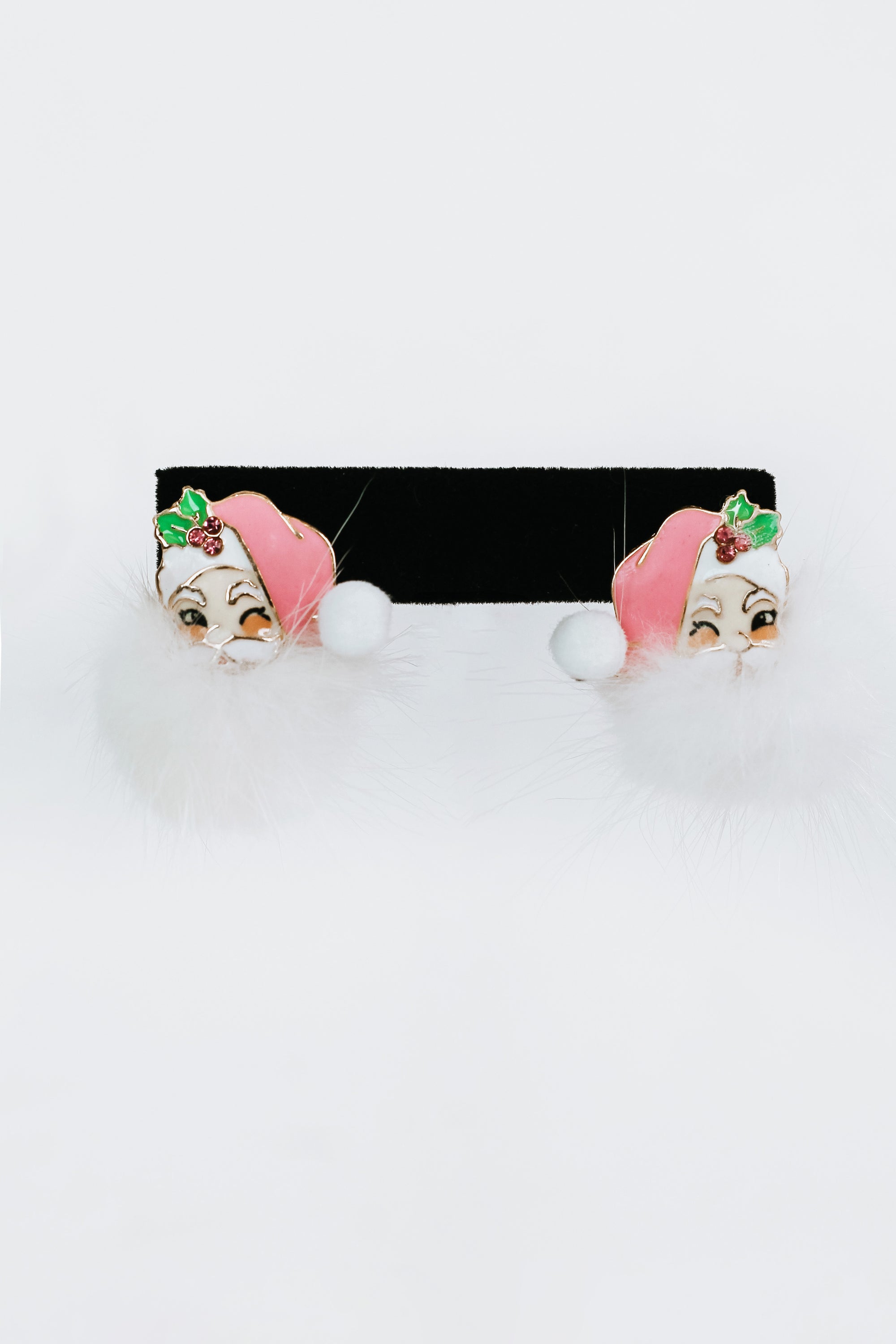 Winking Santa Earrings w/ Rhinestone Accent