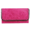 Shimmery Large Card Holder Wallet w/ Chain Trim