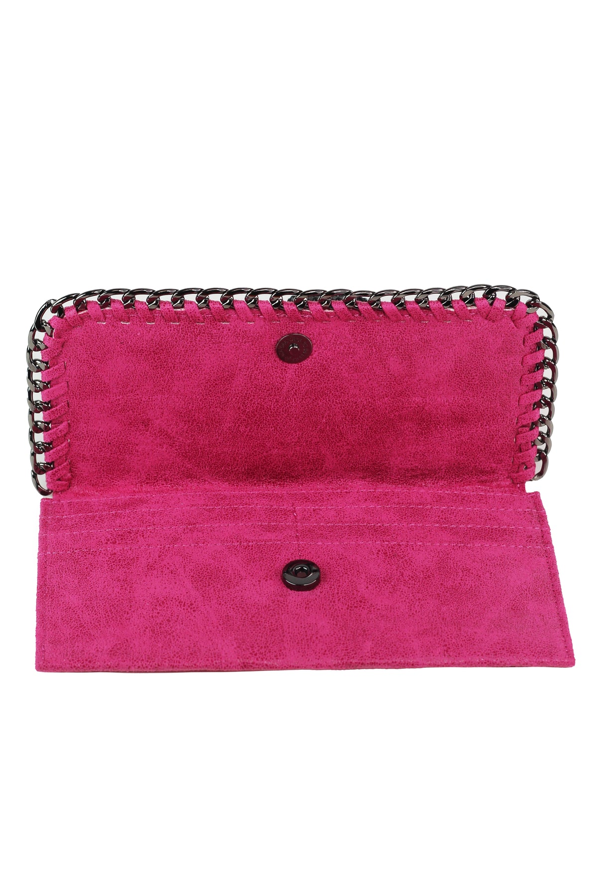 Shimmery Large Card Holder Wallet w/ Chain Trim