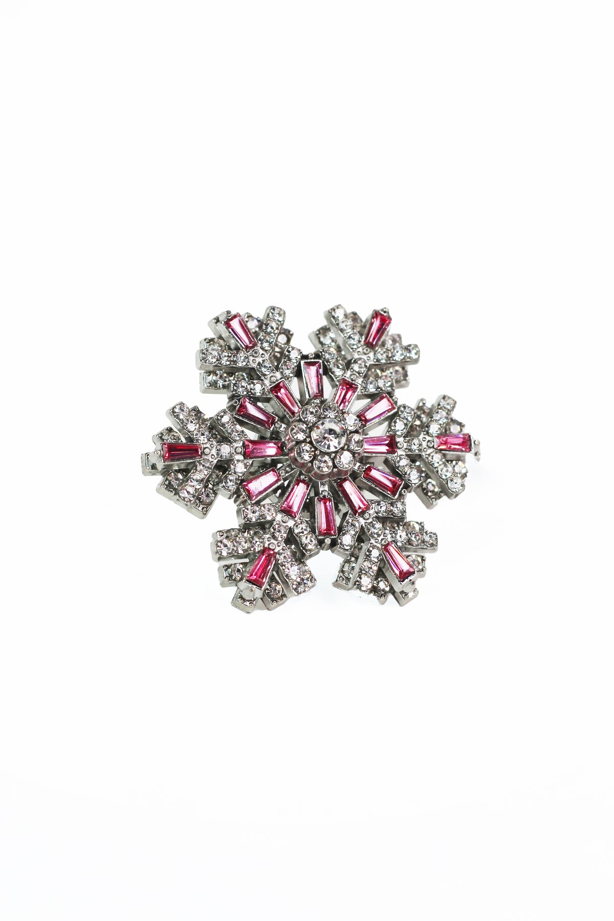 Rhinestone & Baguette Snowflake Brooch