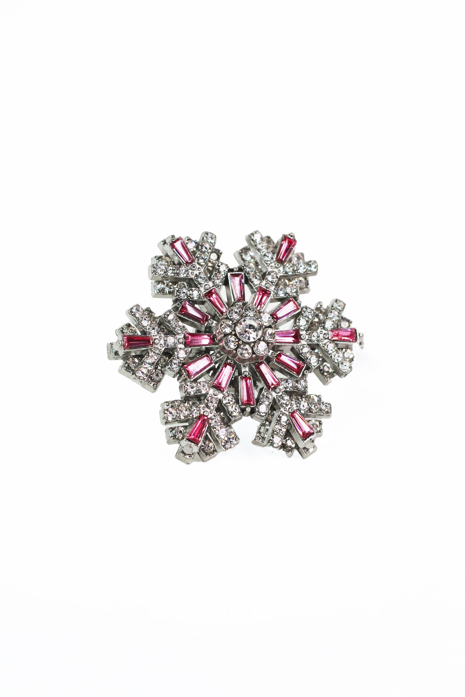 Rhinestone & Baguette Snowflake Brooch