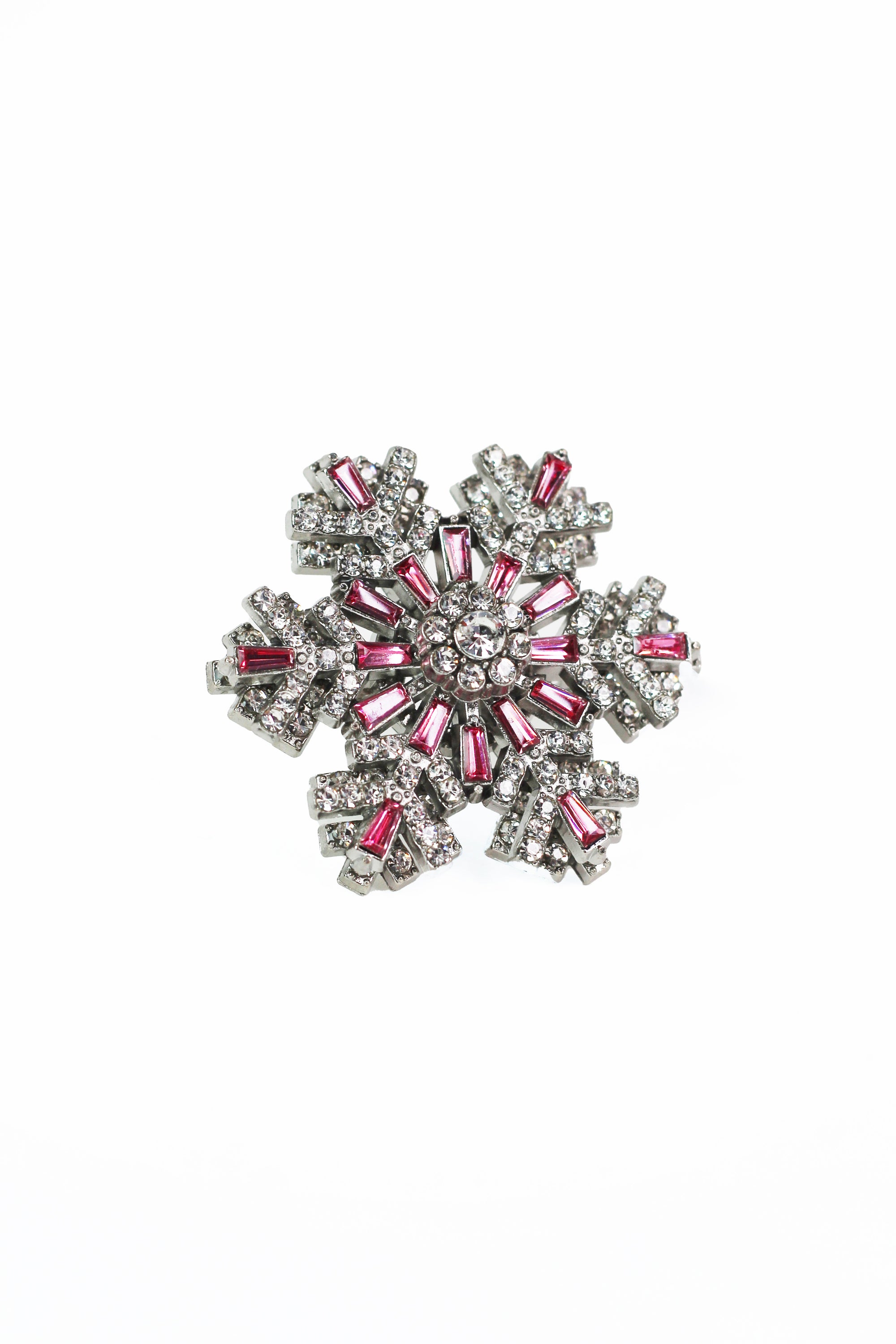 Rhinestone & Baguette Snowflake Brooch