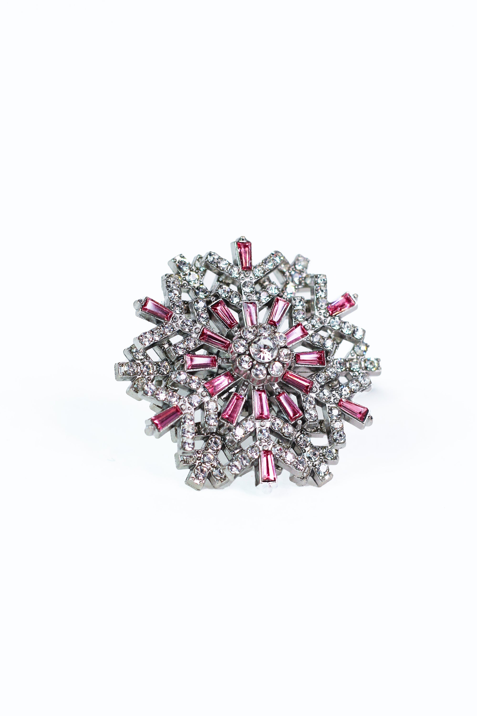 Rhinestone & Baguette Snowflake Brooch