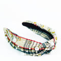 Knot Middle Scatter Pearl & Stone Plaid Headband