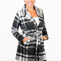 Soft Plaid Unlined Jacket w/ Waist Belt