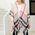 Soft Plaid Ruana w/ Fringe