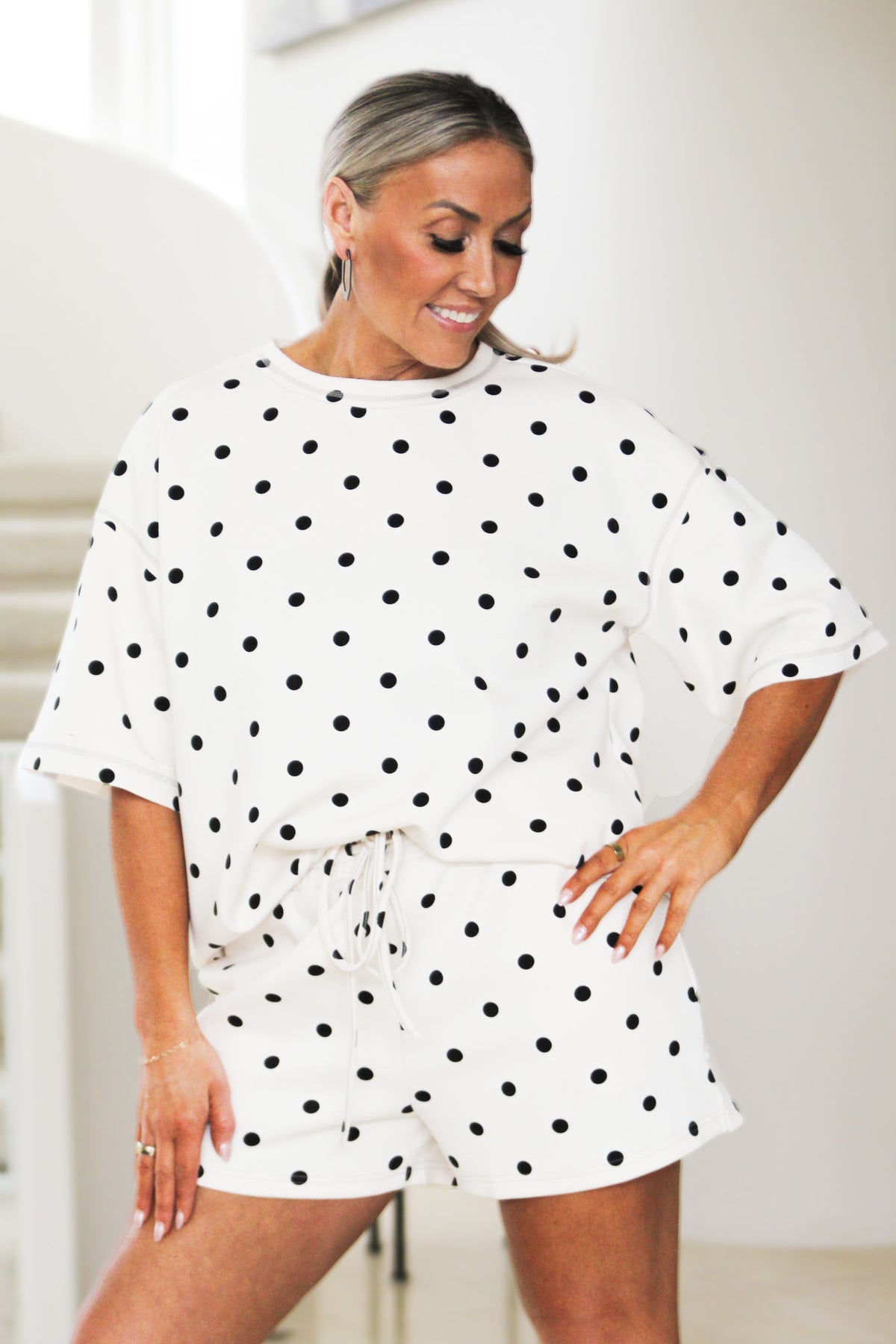 Polka Dot Scuba Short Sleeve Top &amp; Shorts Set