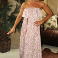 Strapless Print Maxi Dress w/ Side Slit