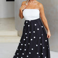 Strapless Two Toned Polka Maxi Dress