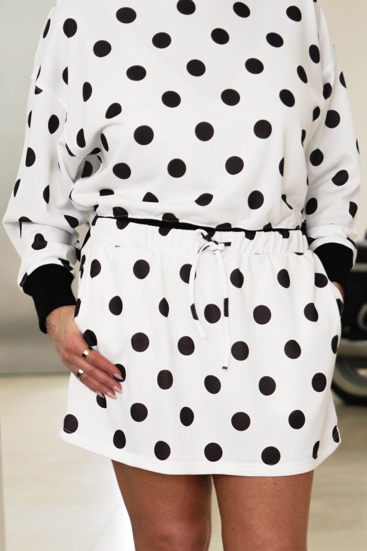 Polka Dot French Terry Sweatshirt & Skort Set