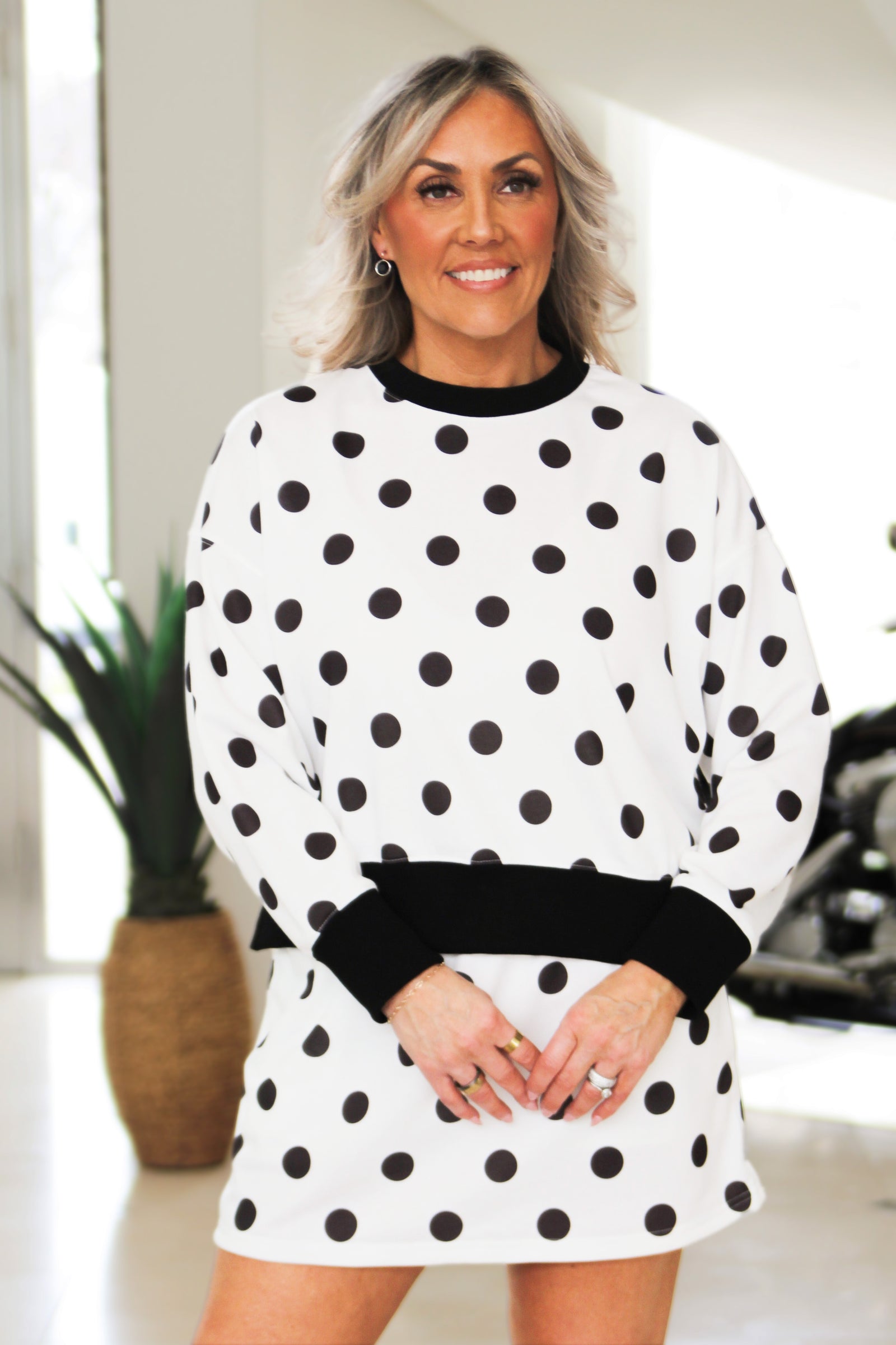 Polka Dot French Terry Sweatshirt & Skort Set