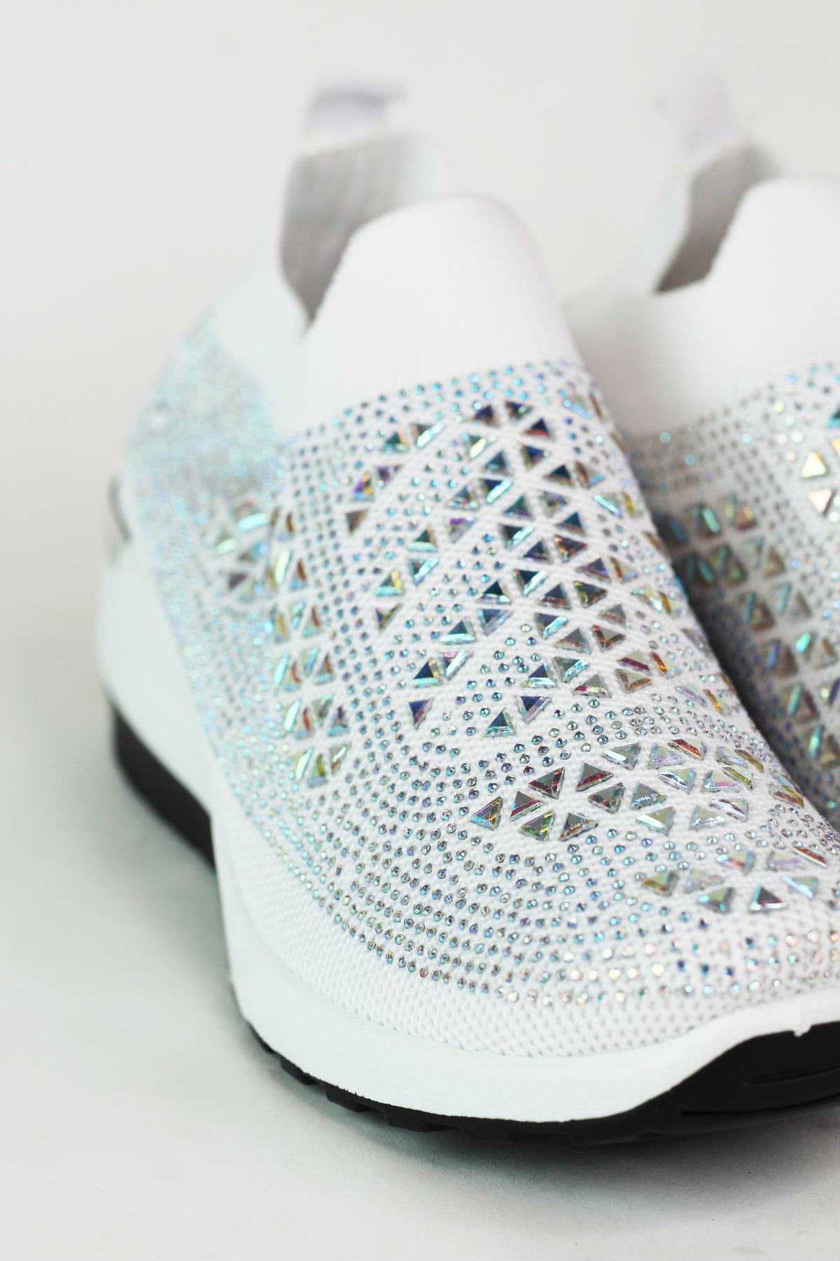 Pull On Elastic & Rhinestone Upper Sneaker w/ Wedge Heel