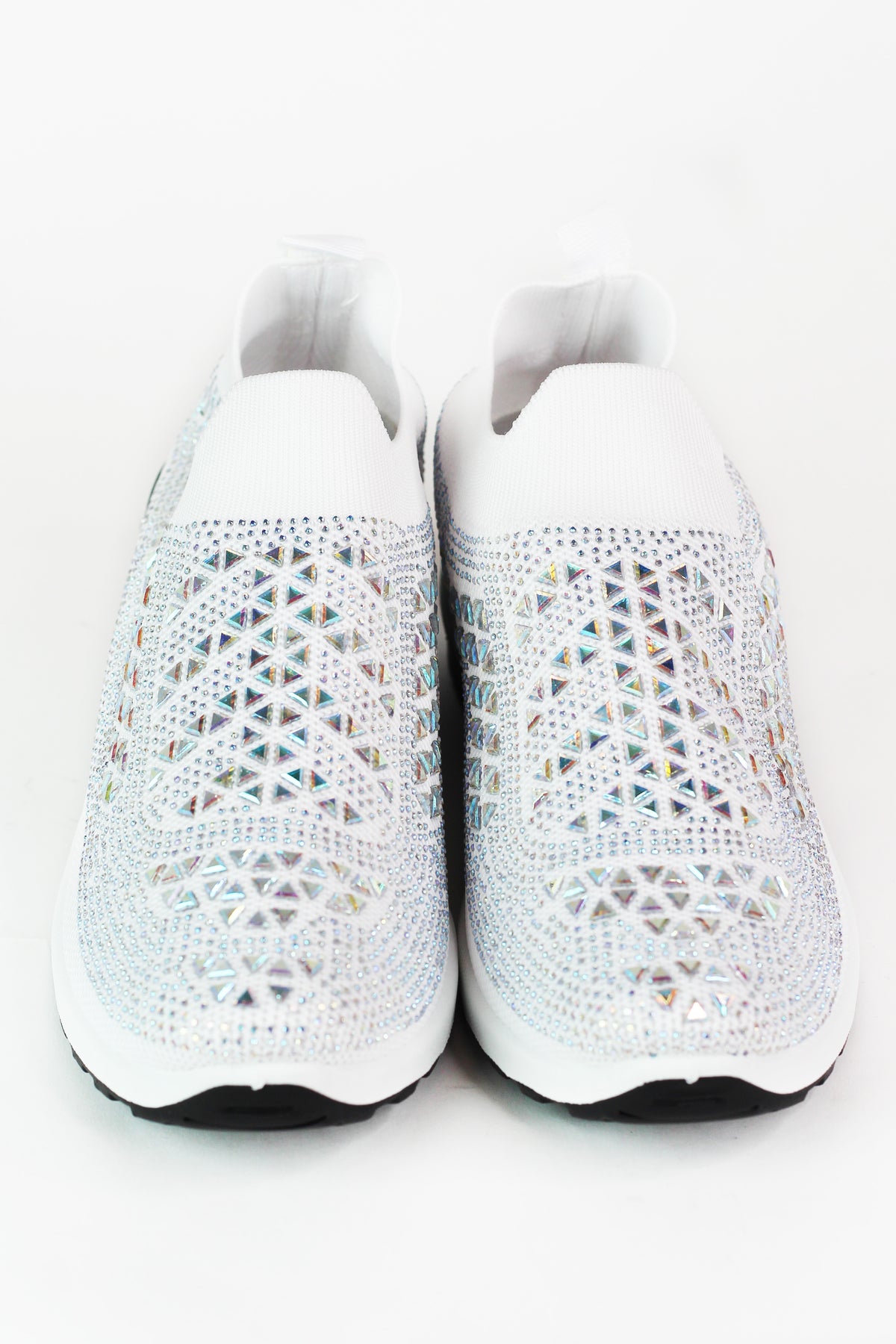 Pull On Elastic & Rhinestone Upper Sneaker w/ Wedge Heel