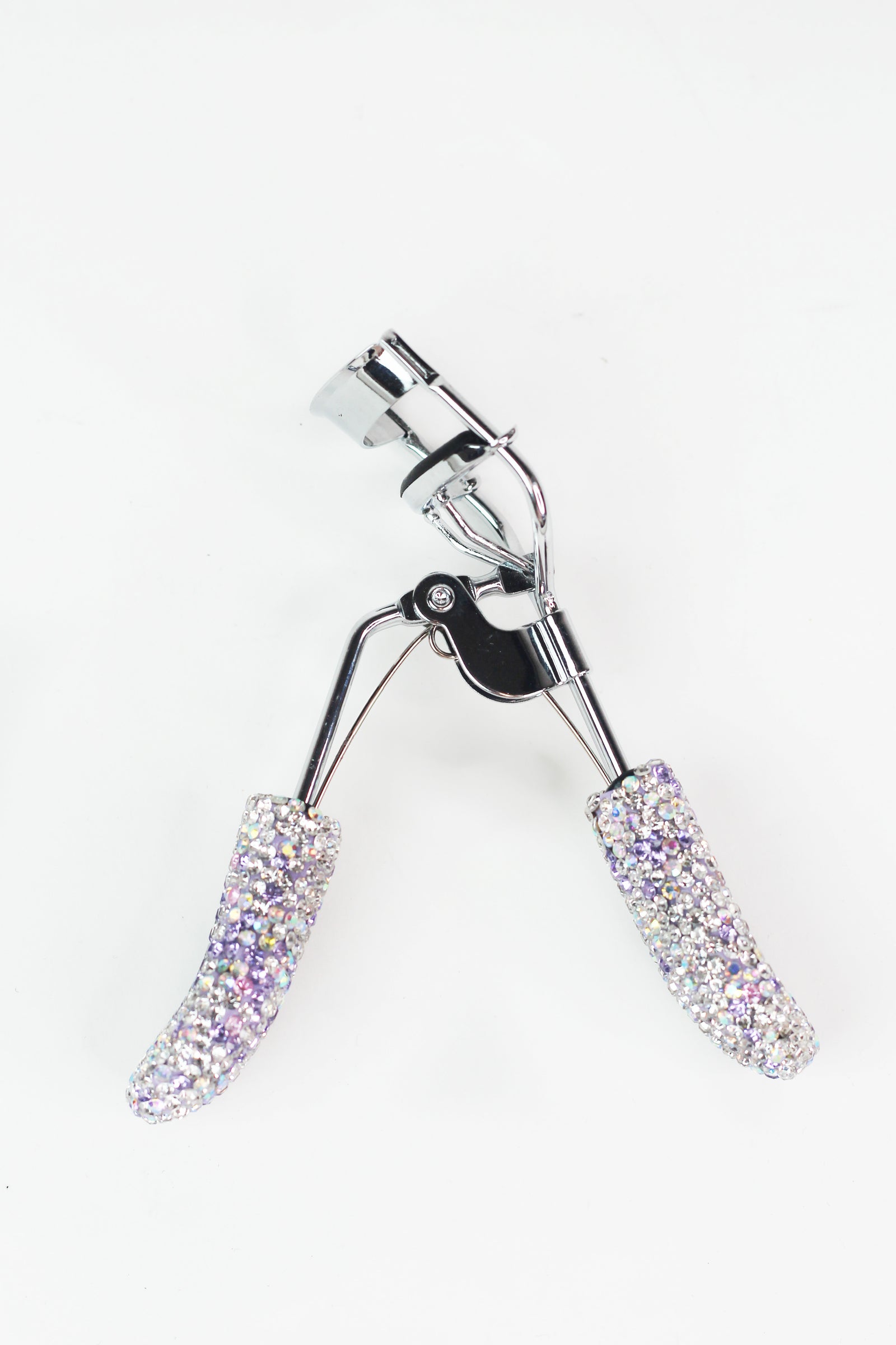 Silver Clamp Rhinestone Handle Eyelash Curler