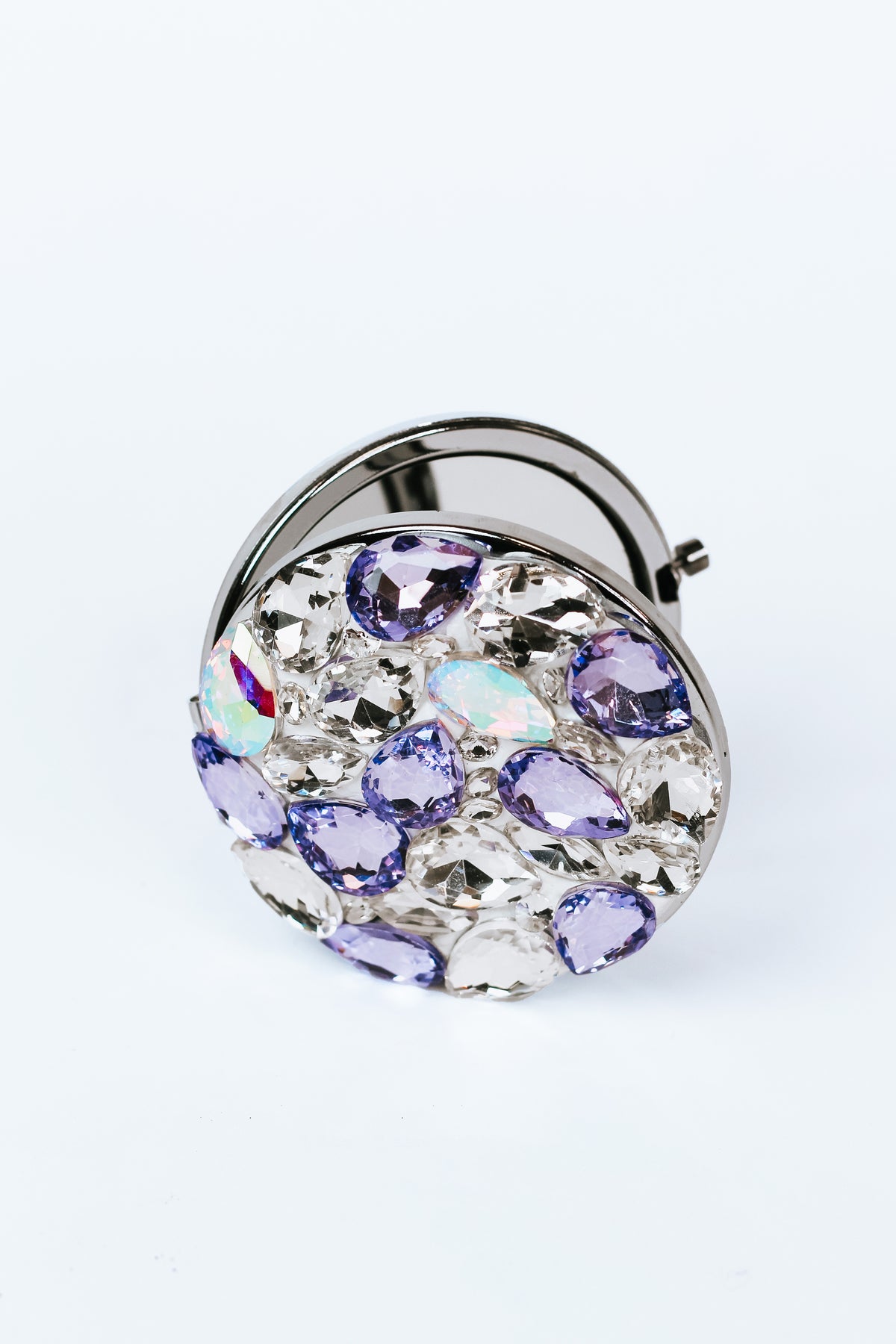 Multiple Color Stone Teardrop Top Compact Mirror