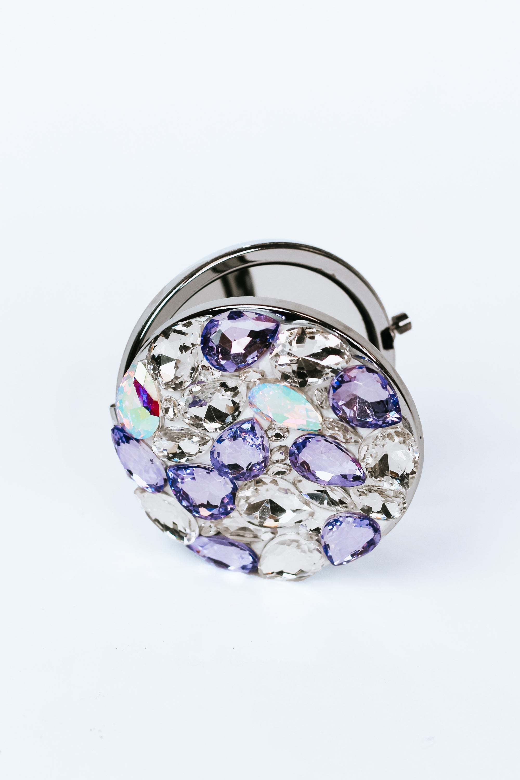 Multiple Color Stone Teardrop Top Compact Mirror