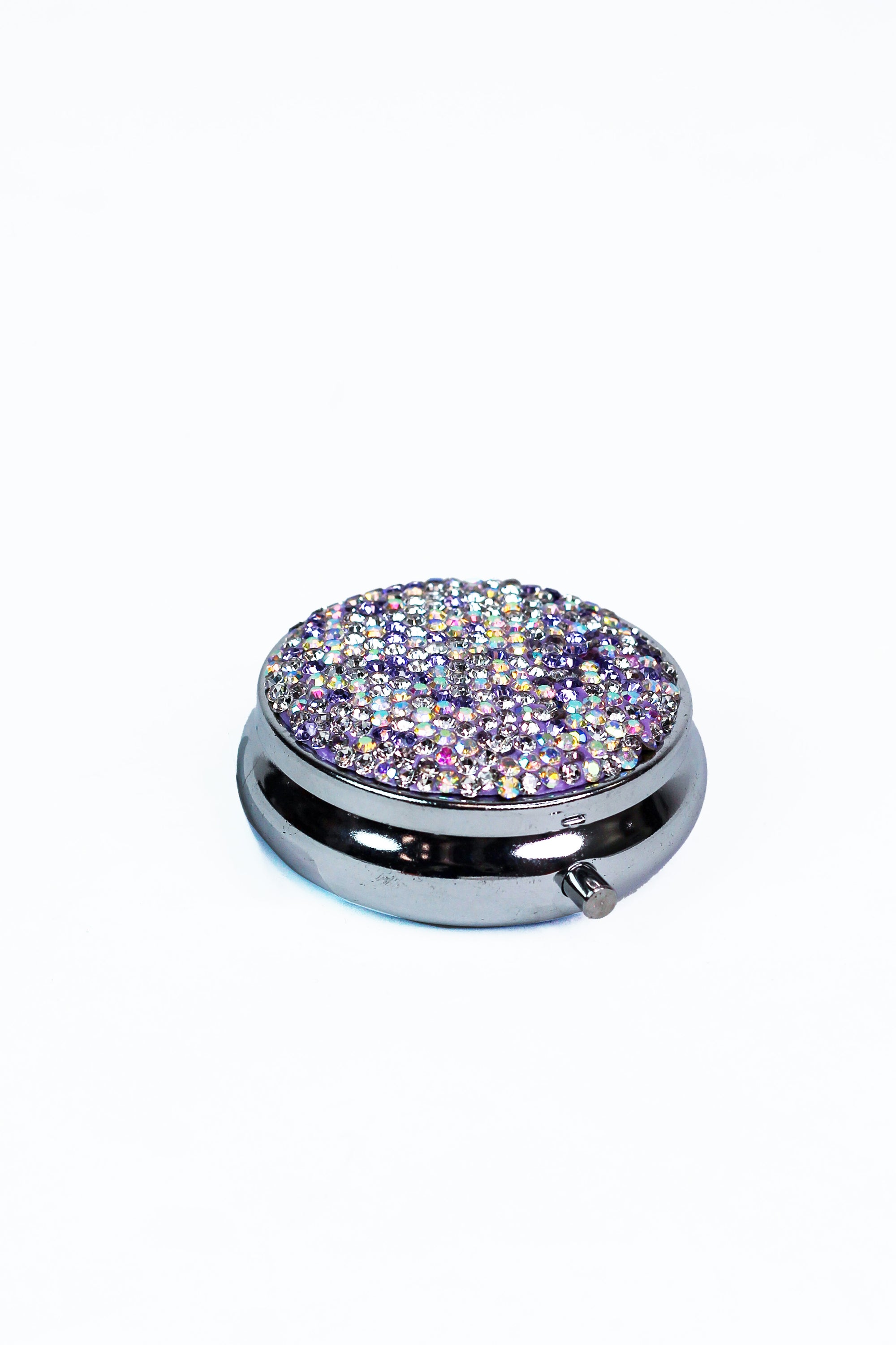All Rhinestone Top Round Pill Box