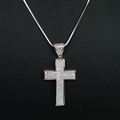 4 Row Pave Filled Cross Necklace