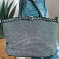 Thin Spike Buckle Top All Rhinestone Tote